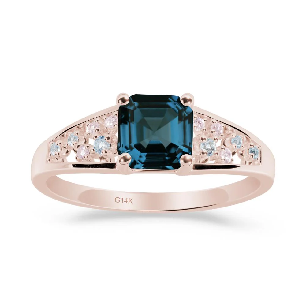Asscher Cut London Blue Topaz Cluster Ring - Image 3