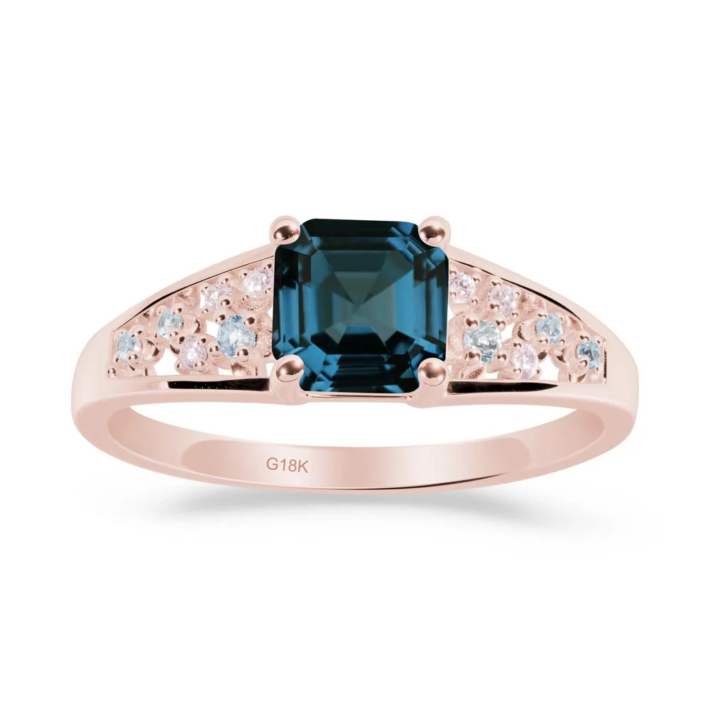 Asscher Cut London Blue Topaz Cluster Ring - Image 4