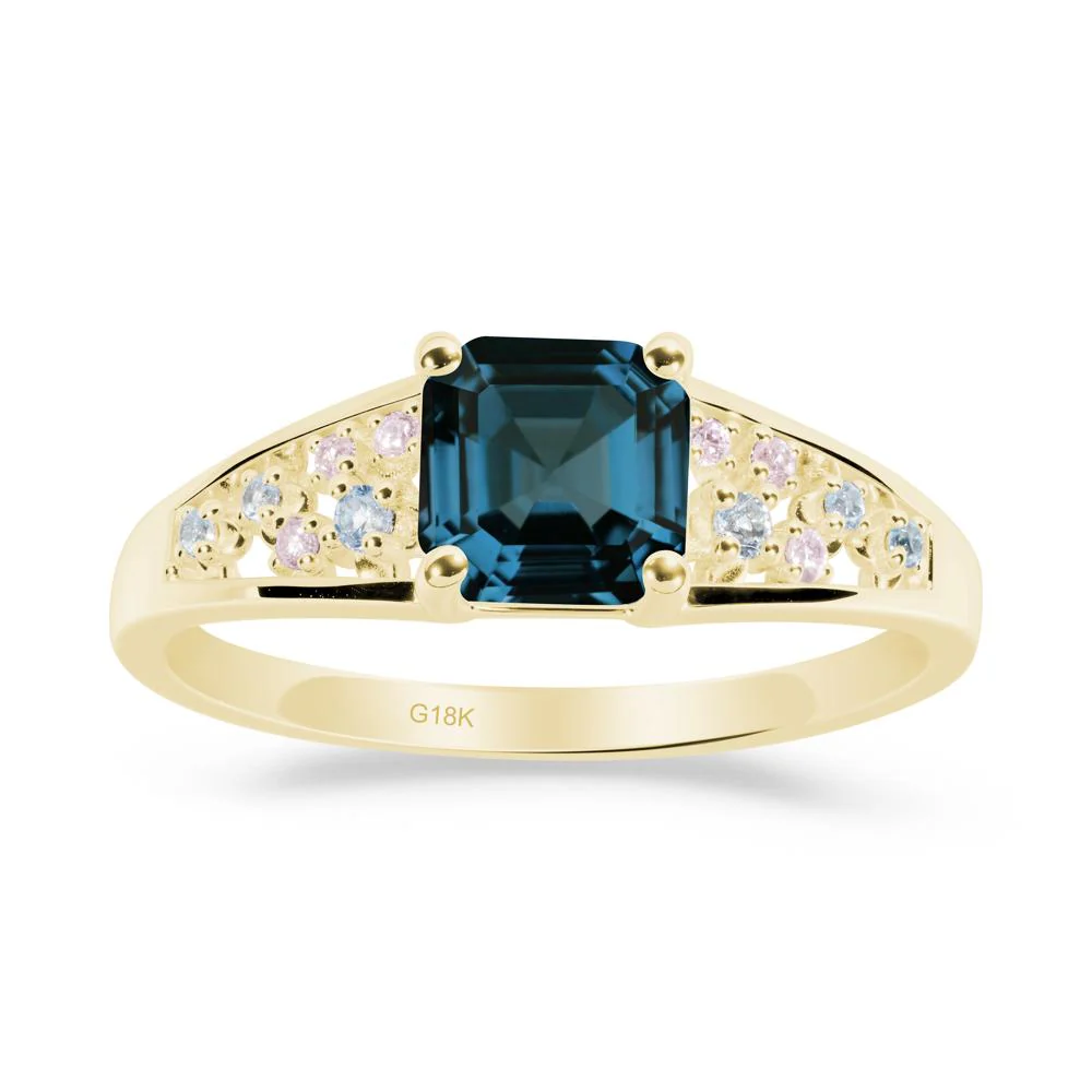 Asscher Cut London Blue Topaz Cluster Ring - Image 5