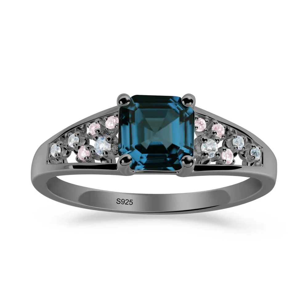 Asscher Cut London Blue Topaz Cluster Ring - Image 7