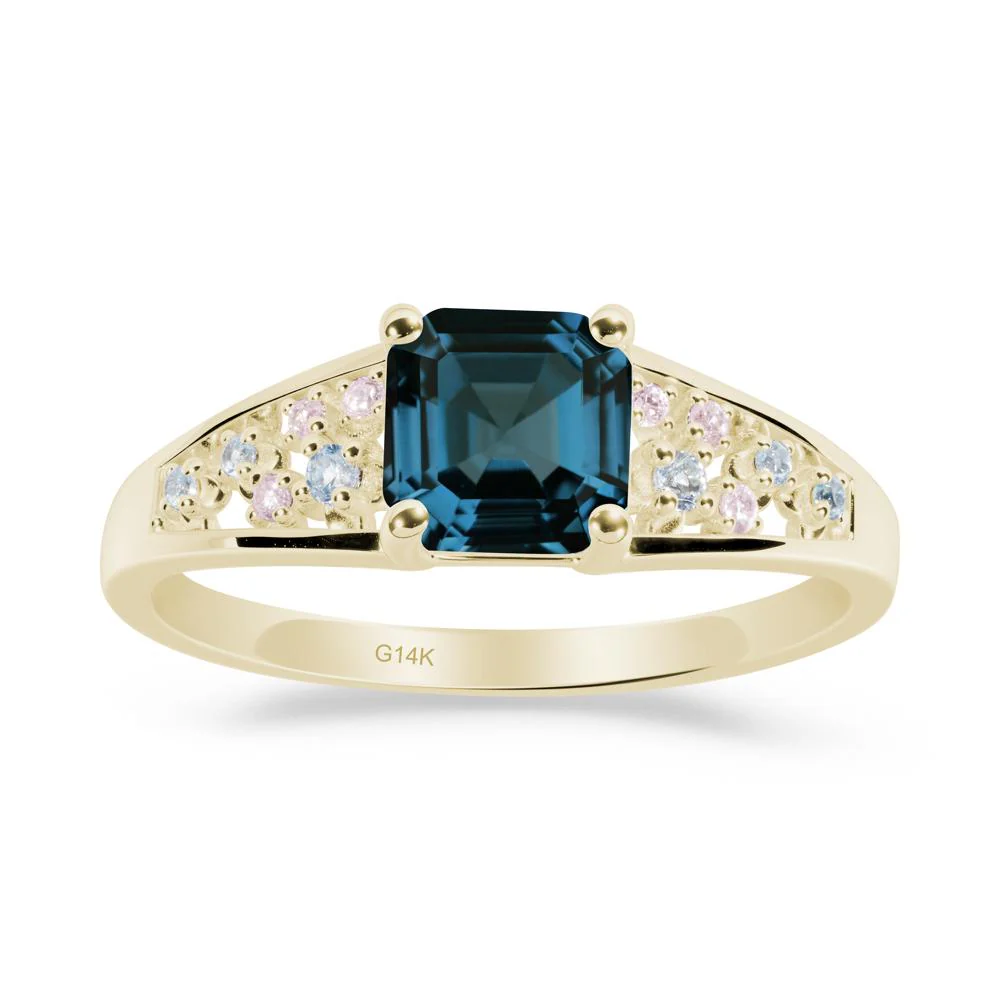 Asscher Cut London Blue Topaz Cluster Ring - Image 8