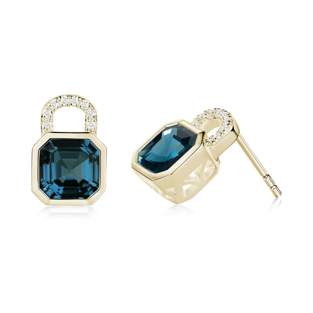 Asscher Cut London Blue Topaz Earrings