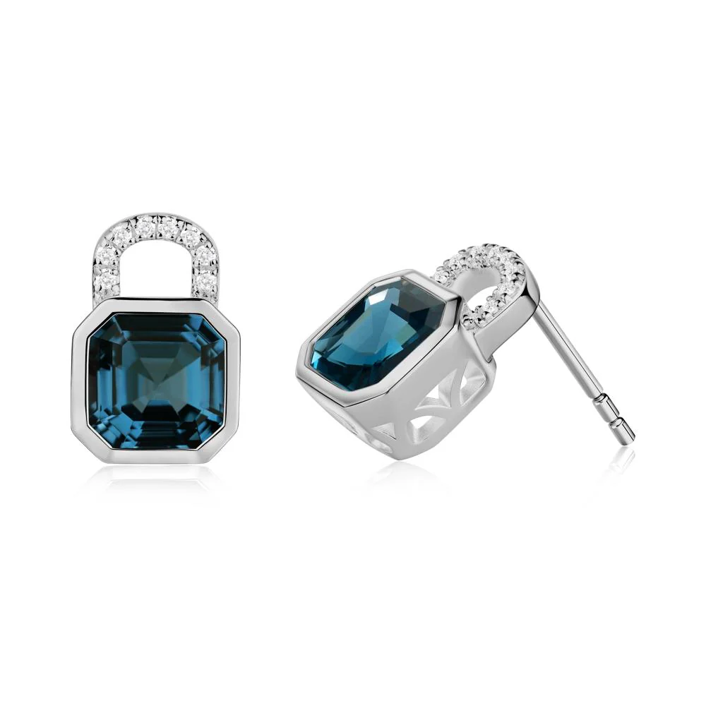 Asscher Cut London Blue Topaz Earrings - Image 2