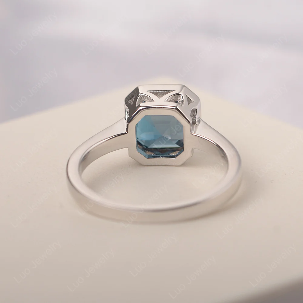 Asscher Cut London Blue Topaz Engagement Ring - Image 4