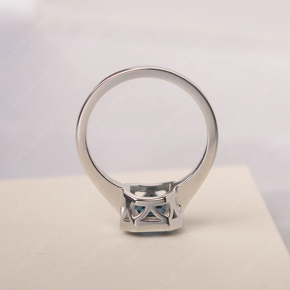 Asscher Cut London Blue Topaz Engagement Ring - Image 5