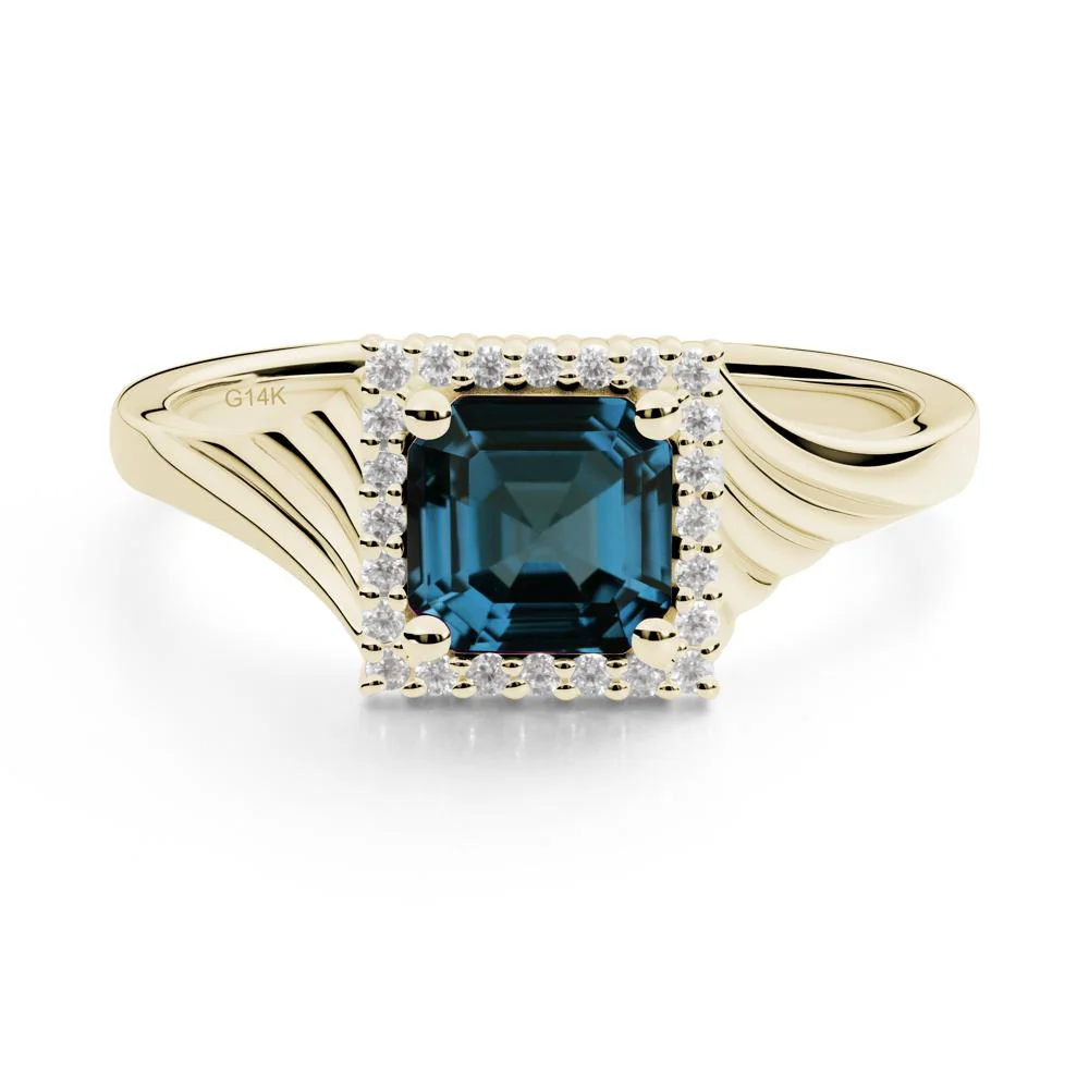 Asscher Cut London Blue Topaz Halo Ring - Image 5