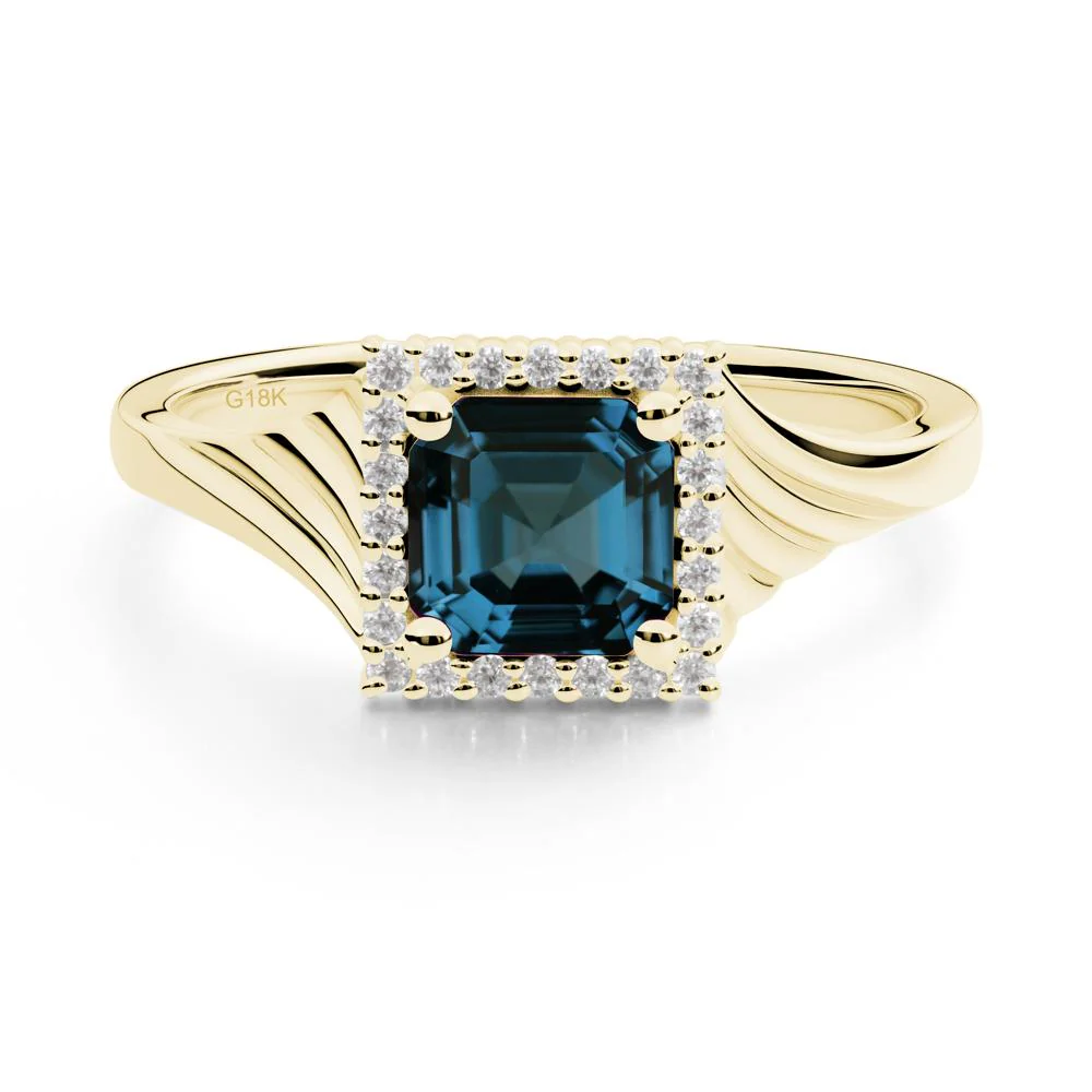Asscher Cut London Blue Topaz Halo Ring - Image 6