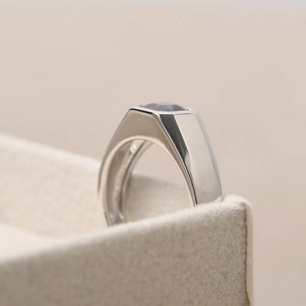Wide Band Asscher Cut Alexandrite Ring - Image 13