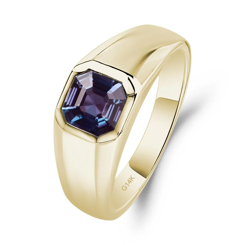 Wide Band Asscher Cut Alexandrite Ring - Image 5