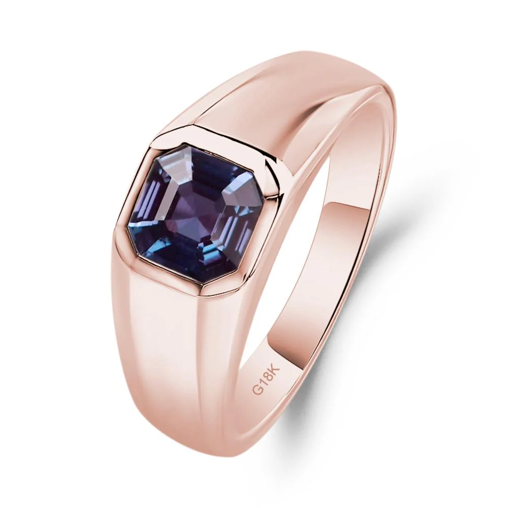 Wide Band Asscher Cut Alexandrite Ring - Image 9