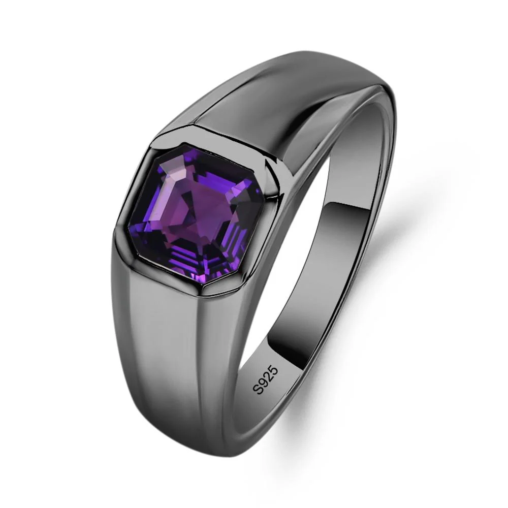Amethyst Unisex Engagement Ring