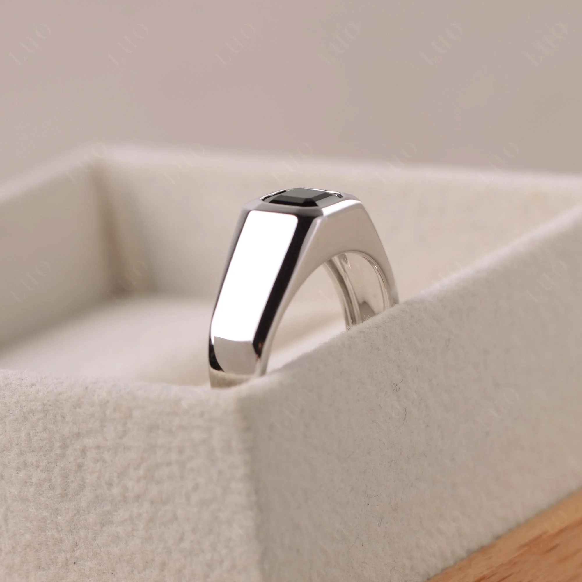 Black Spinel Asscher Cut Bezel Ring - Image 13