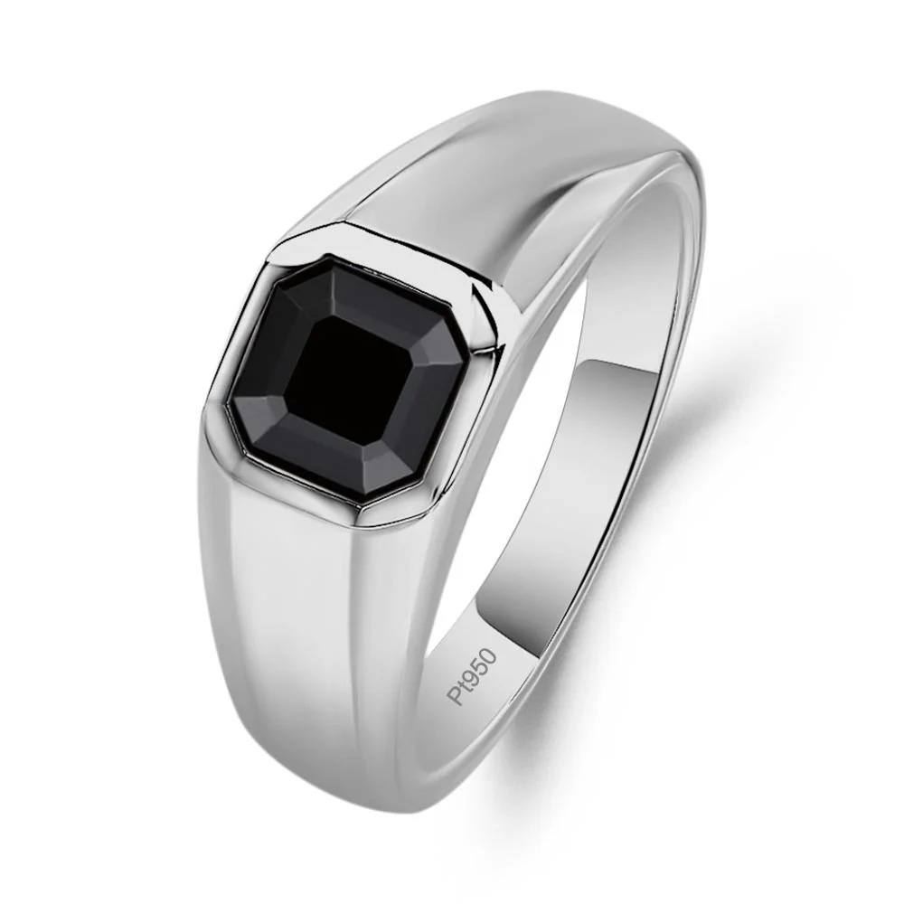 Black Spinel Asscher Cut Bezel Ring - Image 6