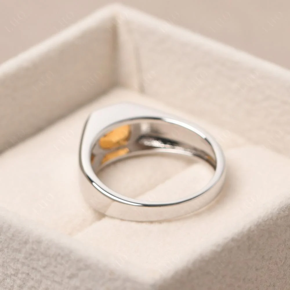 Wide Band Asscher Cut Citrine Ring - Image 12