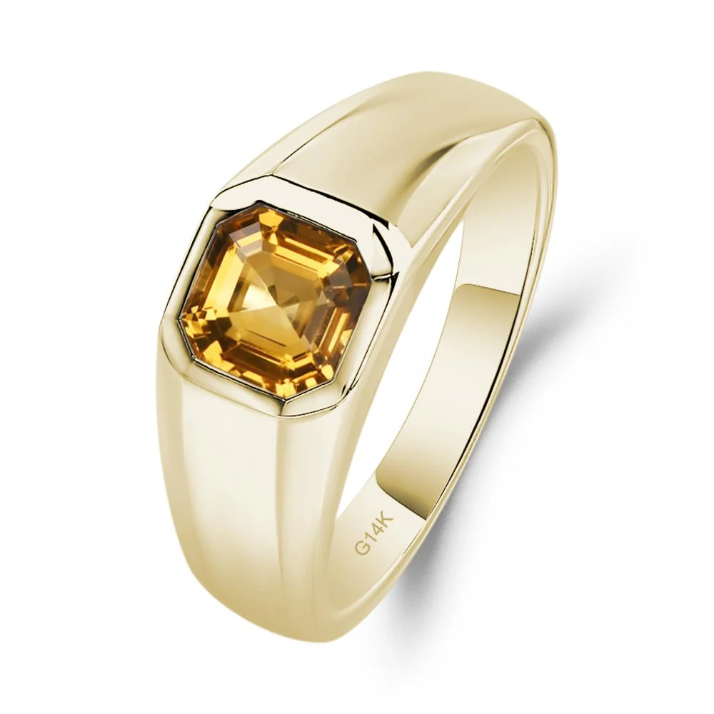 Wide Band Asscher Cut Citrine Ring - Image 4
