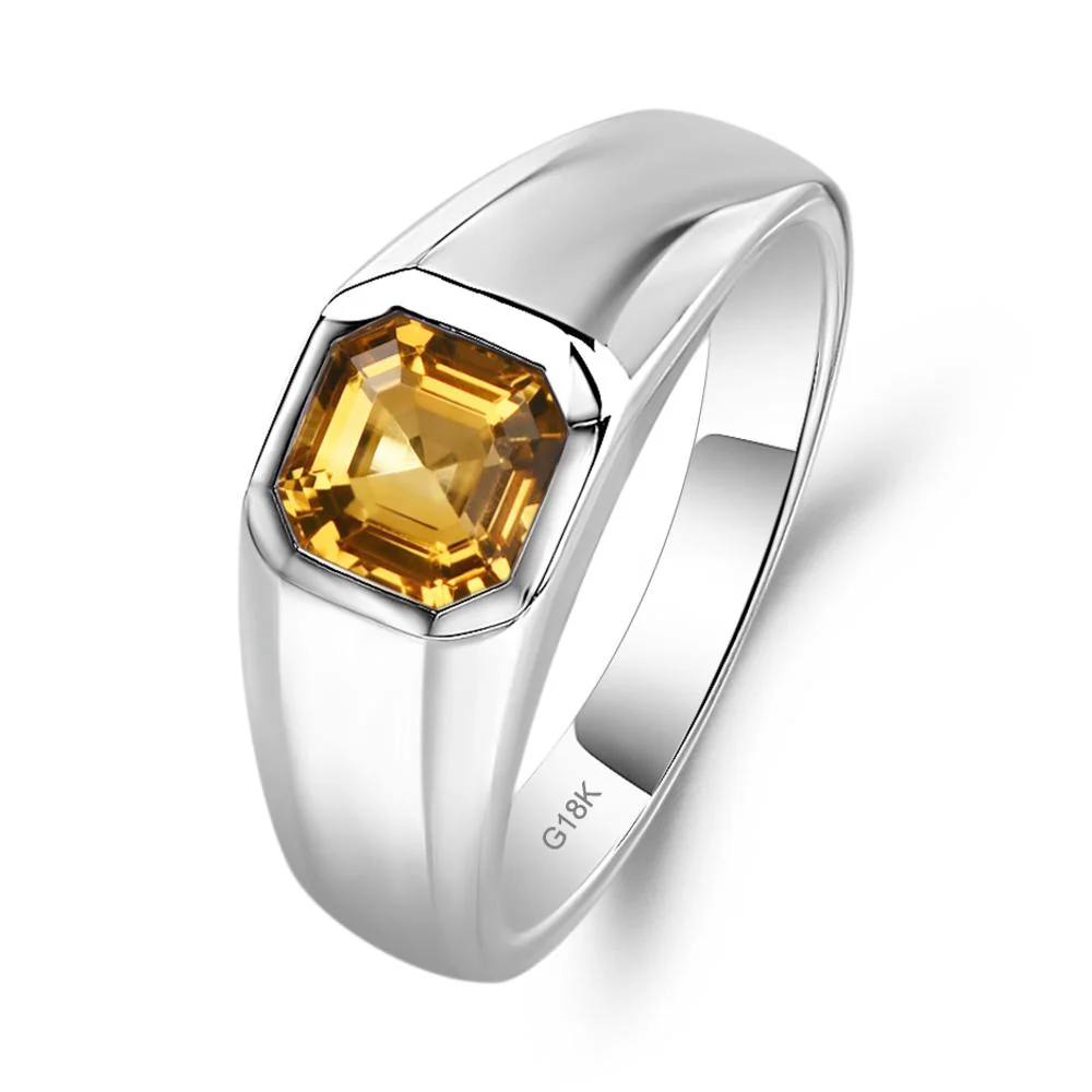 Wide Band Asscher Cut Citrine Ring - Image 7