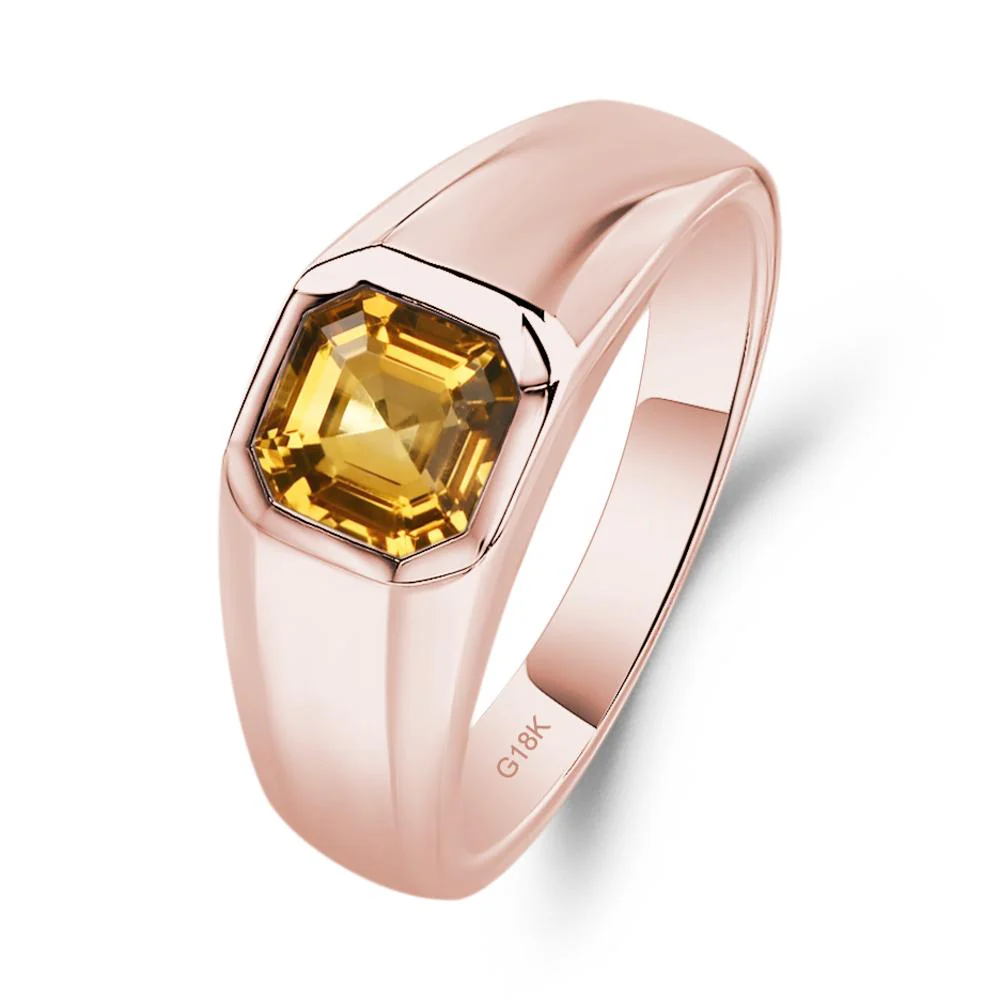 Wide Band Asscher Cut Citrine Ring - Image 9
