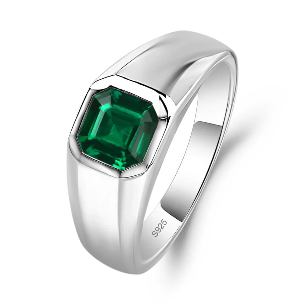 Emerald Unisex Engagement Ring - Image 2