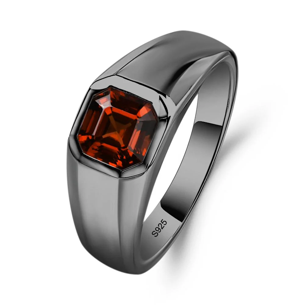 Garnet Asscher Cut Bezel Ring - Image 3