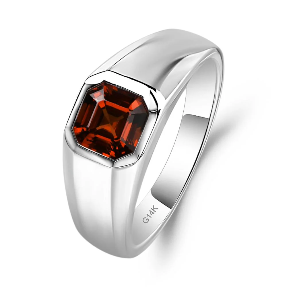 Garnet Asscher Cut Bezel Ring - Image 4
