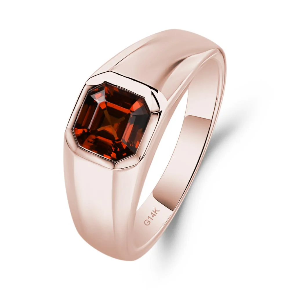 Garnet Asscher Cut Bezel Ring - Image 5