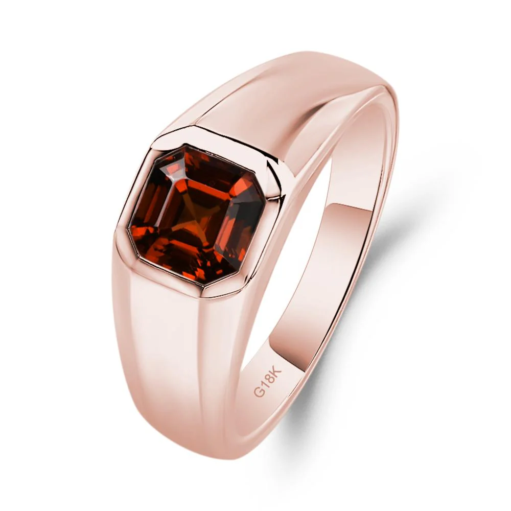 Garnet Asscher Cut Bezel Ring - Image 9