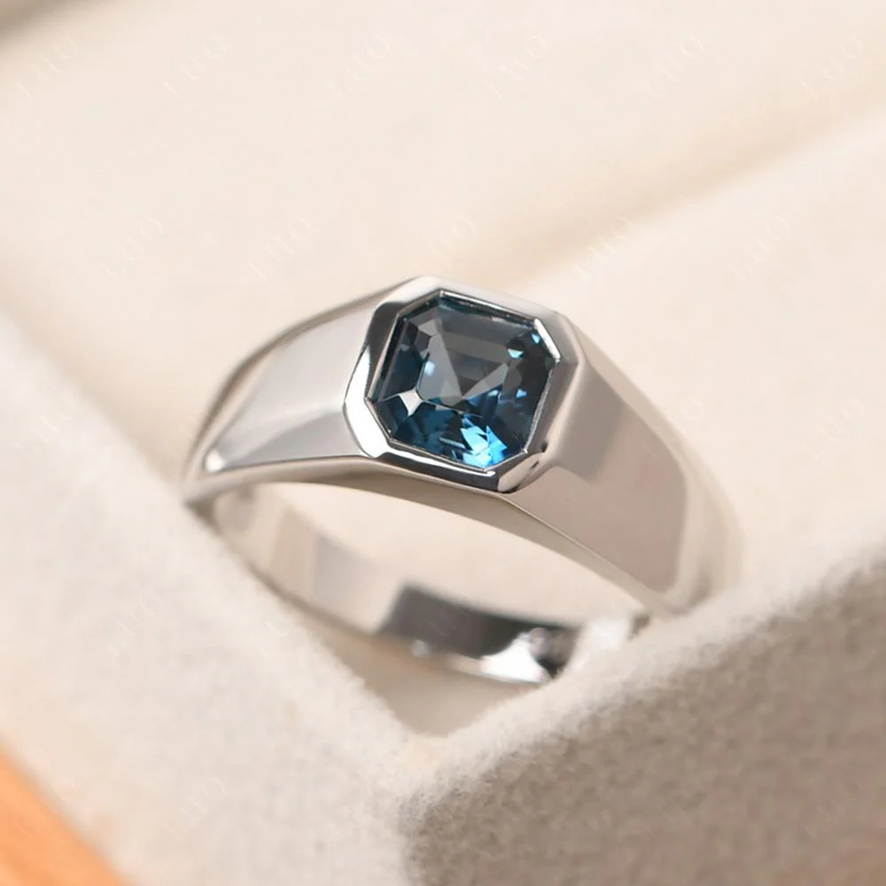 London Blue Topaz Unisex Engagement Ring - Image 10