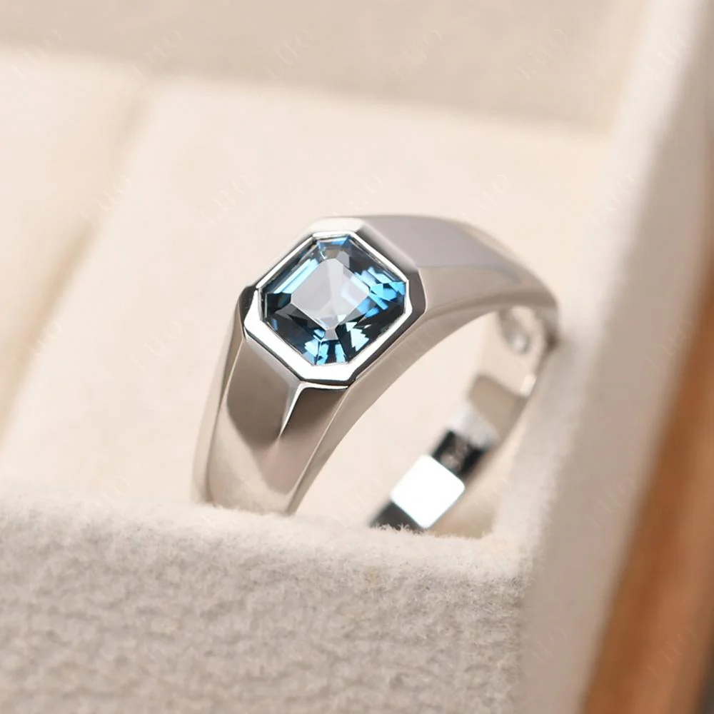 London Blue Topaz Unisex Engagement Ring - Image 11
