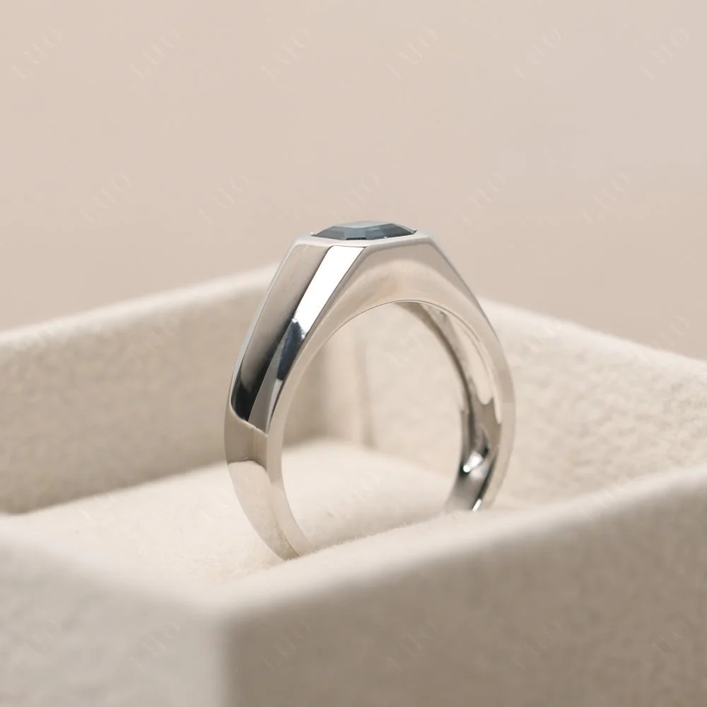 London Blue Topaz Unisex Engagement Ring - Image 13