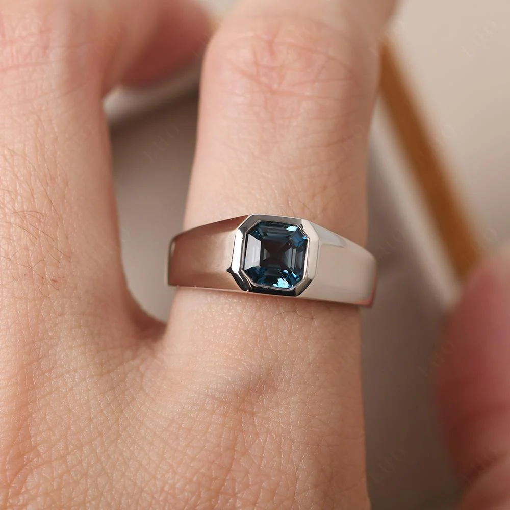 London Blue Topaz Unisex Engagement Ring - Image 14