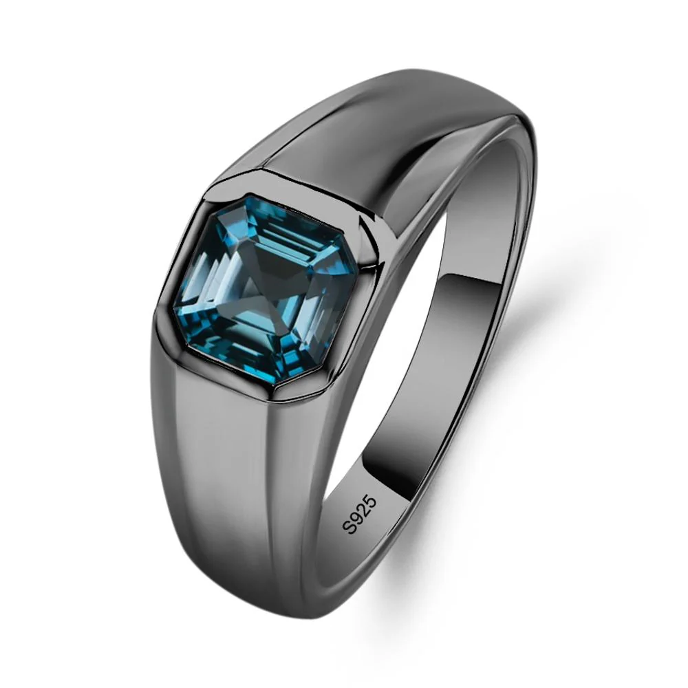 London Blue Topaz Unisex Engagement Ring - Image 3