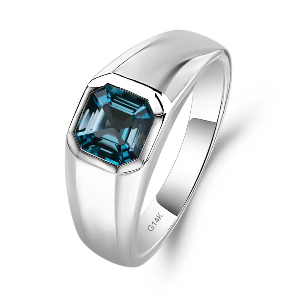 London Blue Topaz Unisex Engagement Ring - Image 4