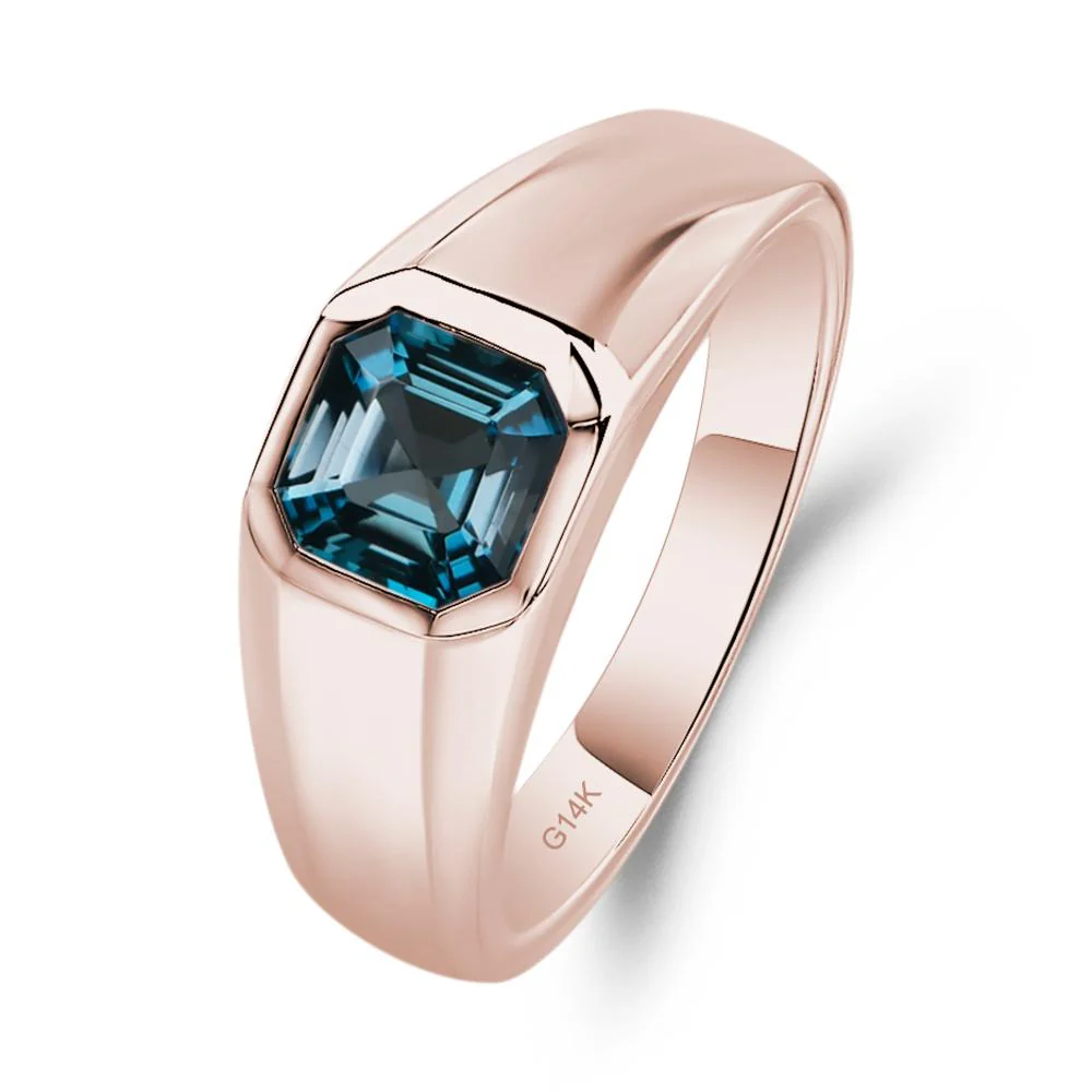 London Blue Topaz Unisex Engagement Ring - Image 5