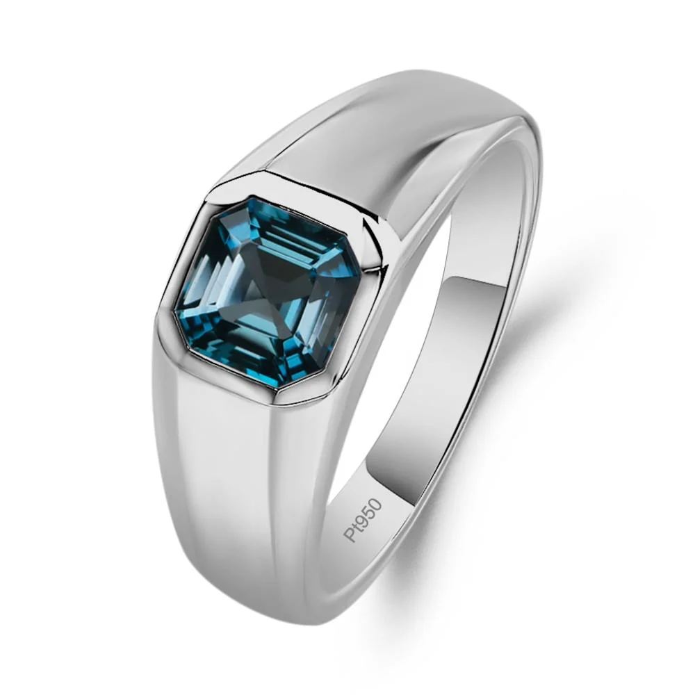 London Blue Topaz Unisex Engagement Ring - Image 6