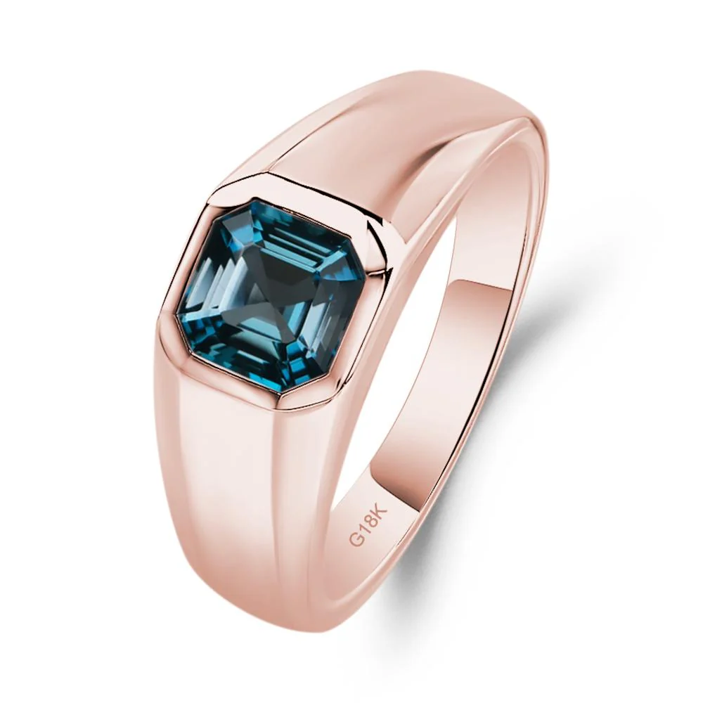 London Blue Topaz Unisex Engagement Ring - Image 9