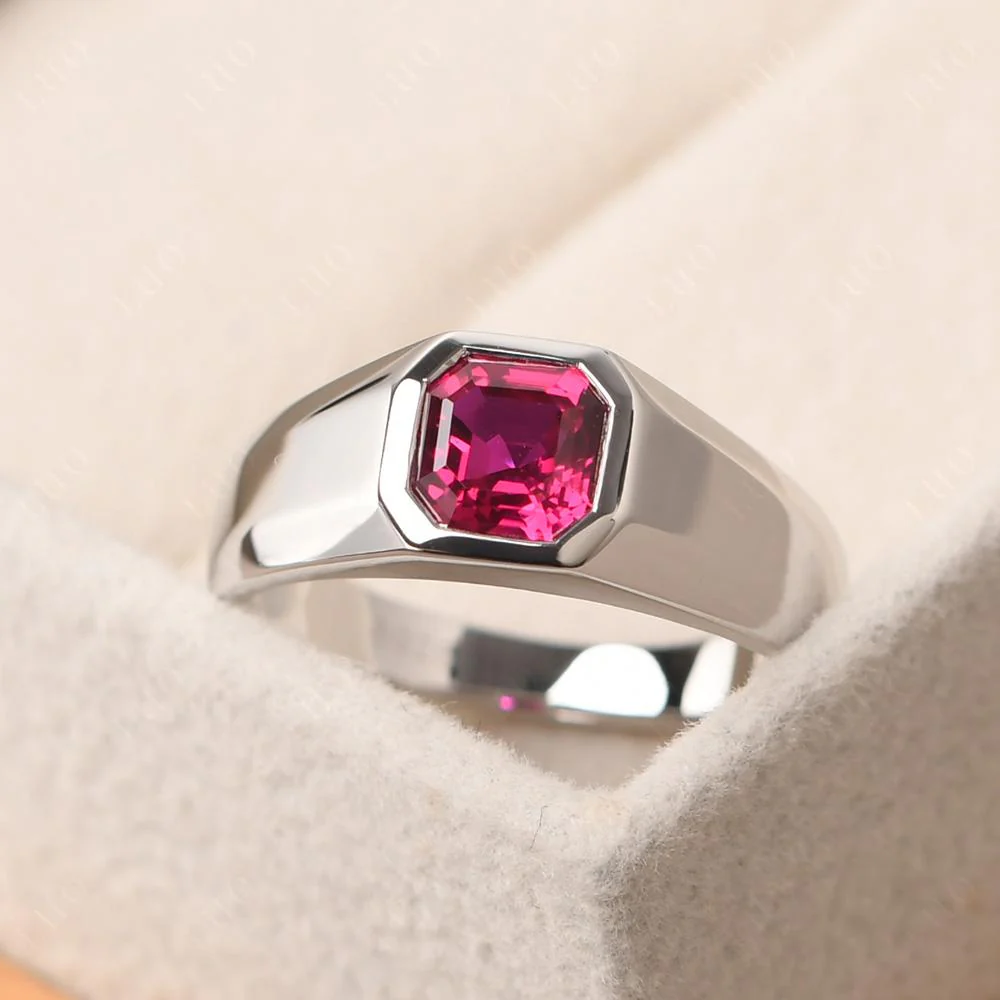 Ruby Asscher Cut Bezel Ring - Image 11