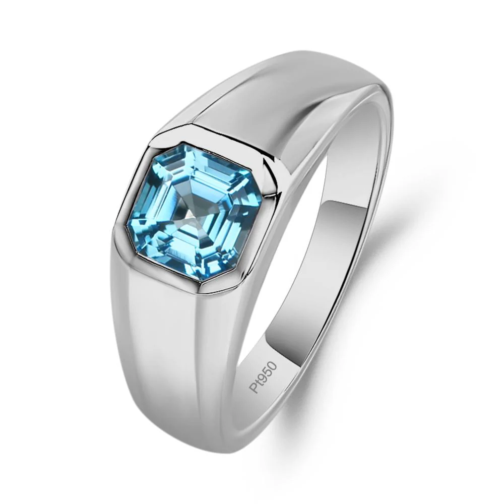 Swiss Blue Topaz Asscher Cut Bezel Ring - Image 6