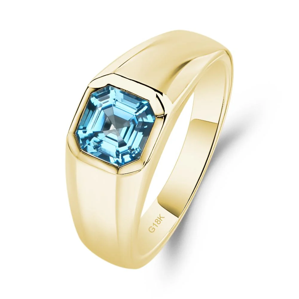 Swiss Blue Topaz Asscher Cut Bezel Ring - Image 8