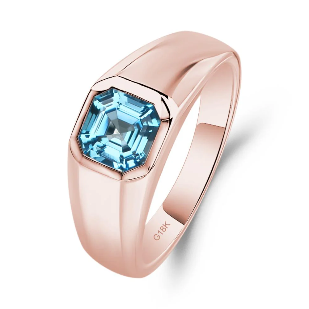 Swiss Blue Topaz Asscher Cut Bezel Ring - Image 9