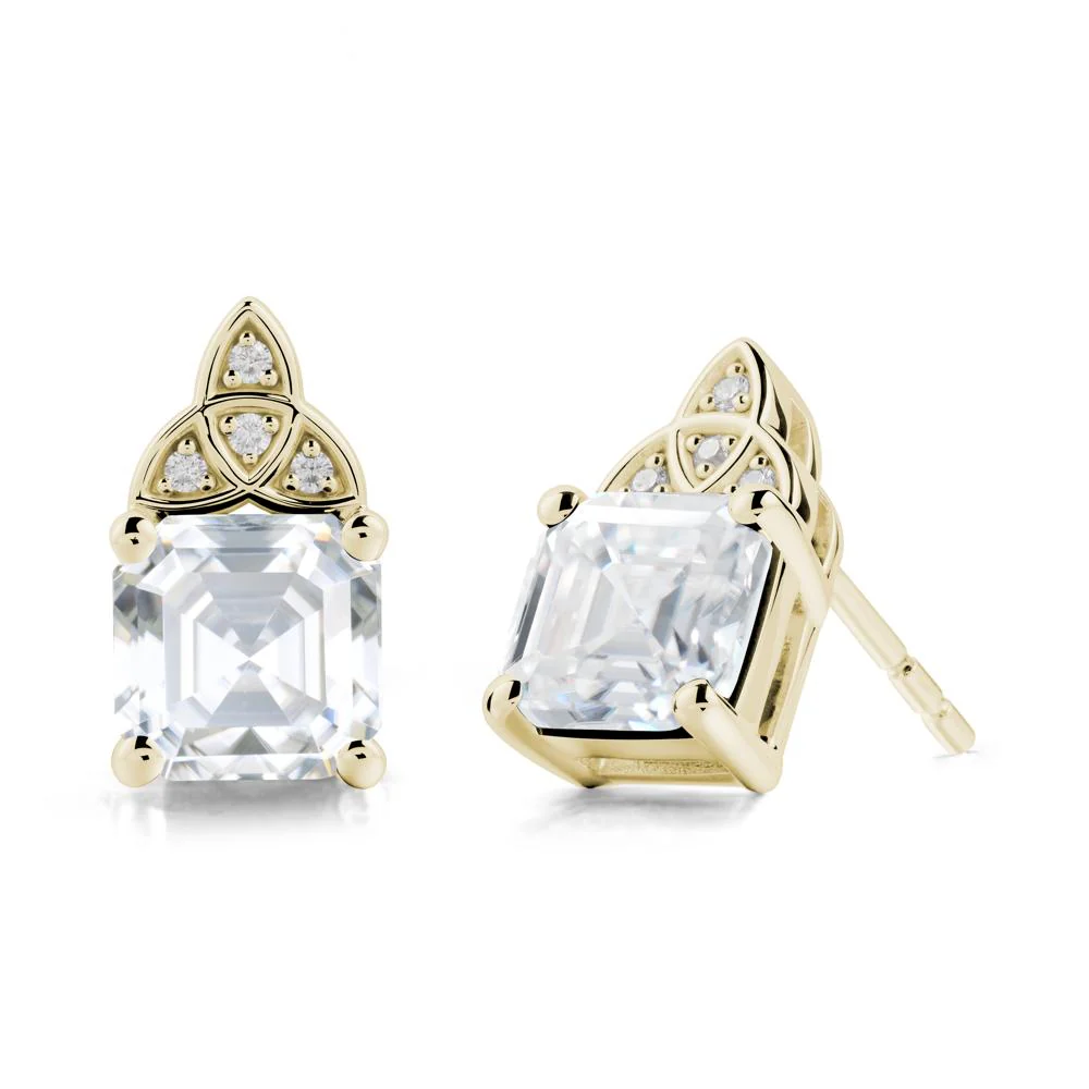 Asscher Cut Moissanite Celtic Knot Earrings - Image 3