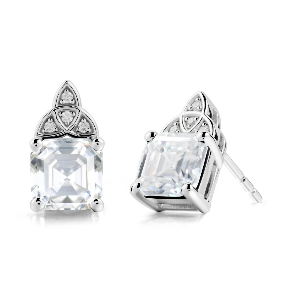 Asscher Cut Moissanite Celtic Knot Earrings - Image 5