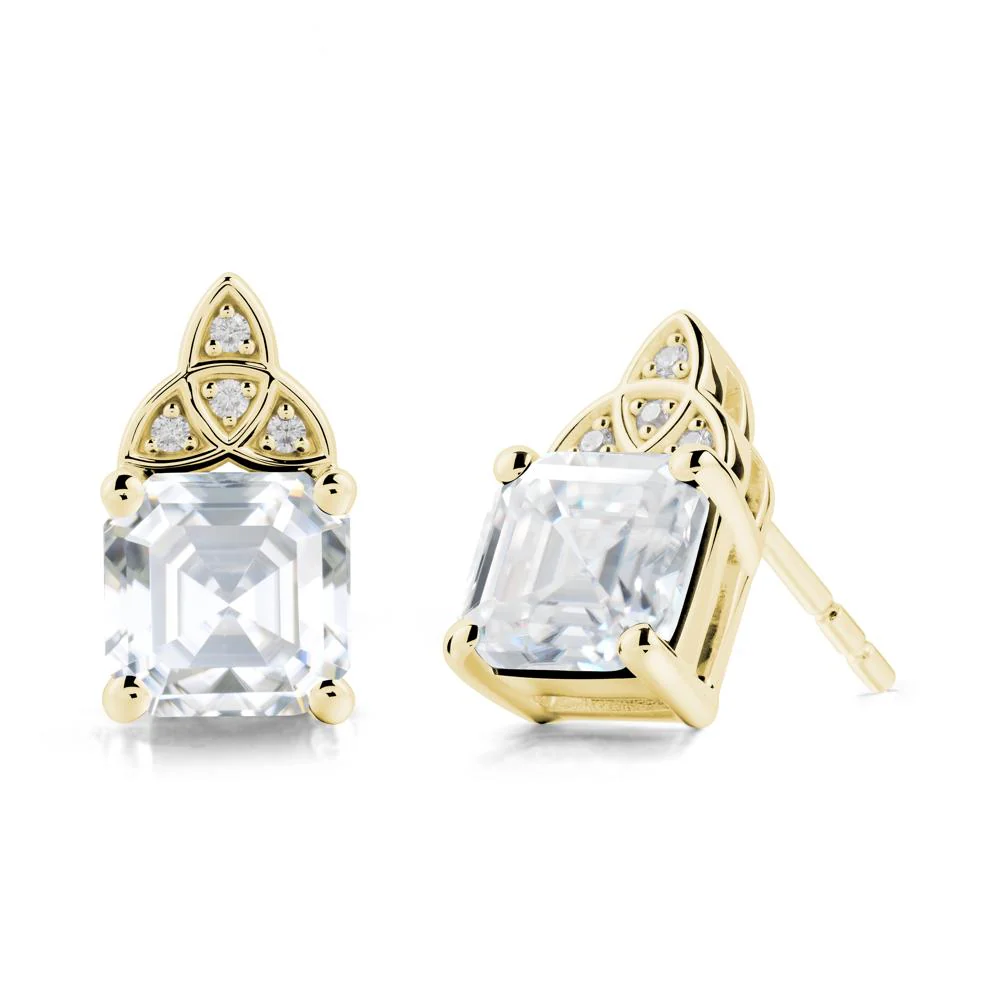Asscher Cut Moissanite Celtic Knot Earrings - Image 6