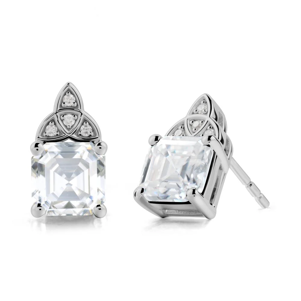 Asscher Cut Moissanite Celtic Knot Earrings - Image 8