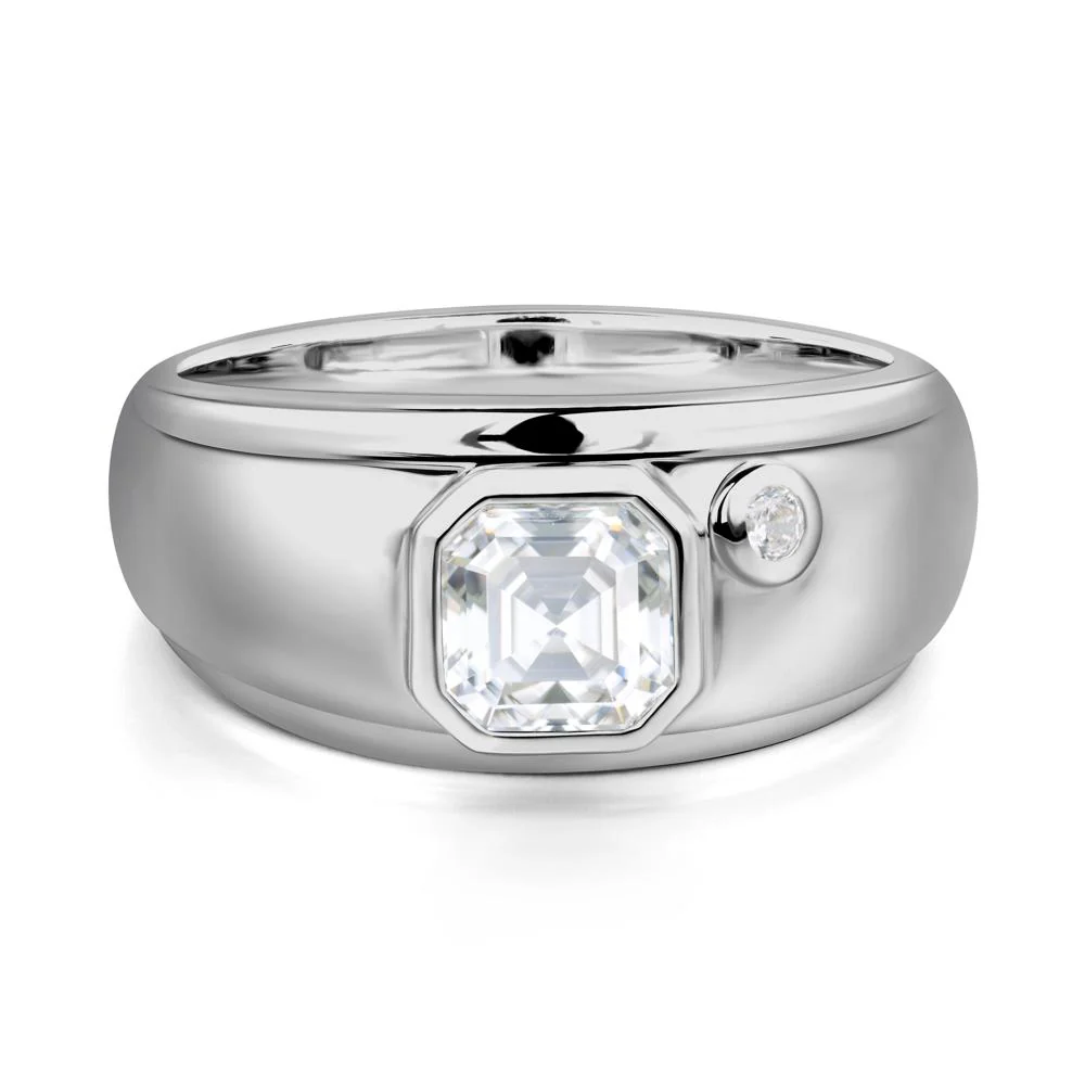 Asscher Cut Moissanite Men's Ring - Image 6