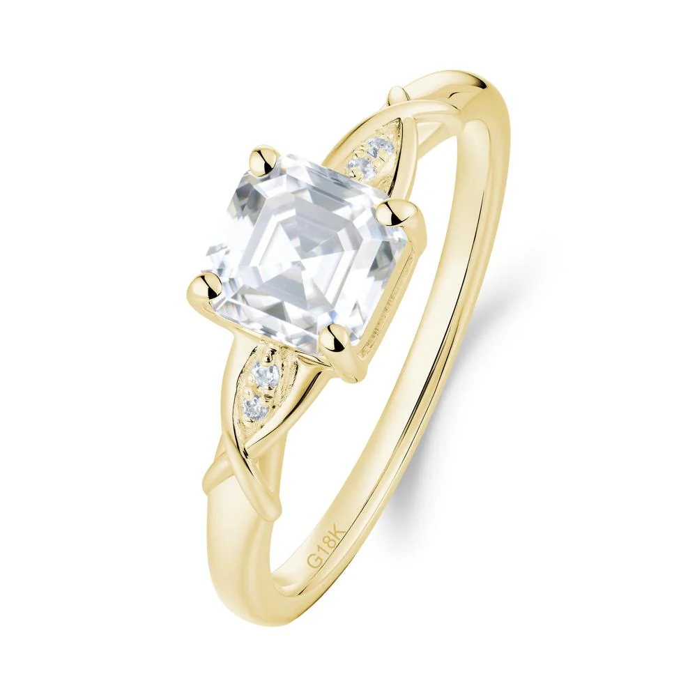 Asscher Cut Moissanite Solitaire Ring with Criss-Cross Band - Image 5