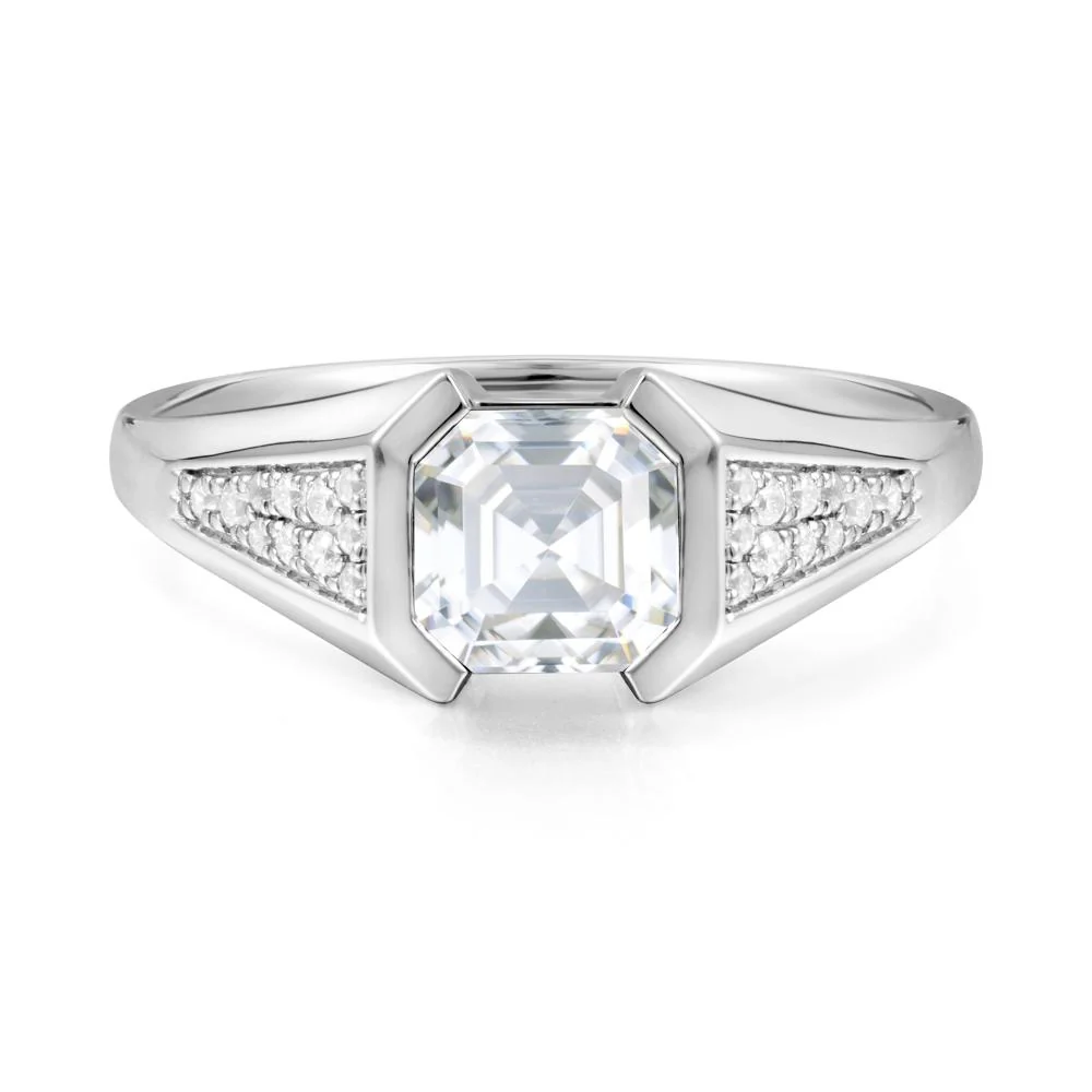 Asscher Cut Moissanite Statement Ring