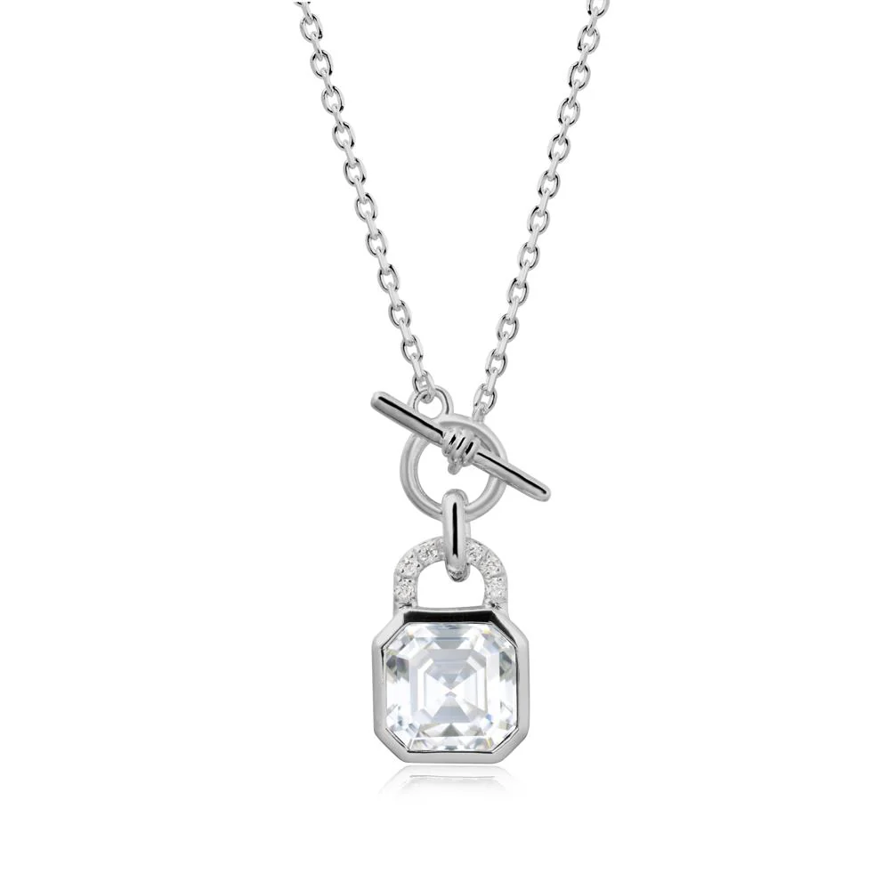 Asscher Cut Moissanite Toggle Necklace - Image 8