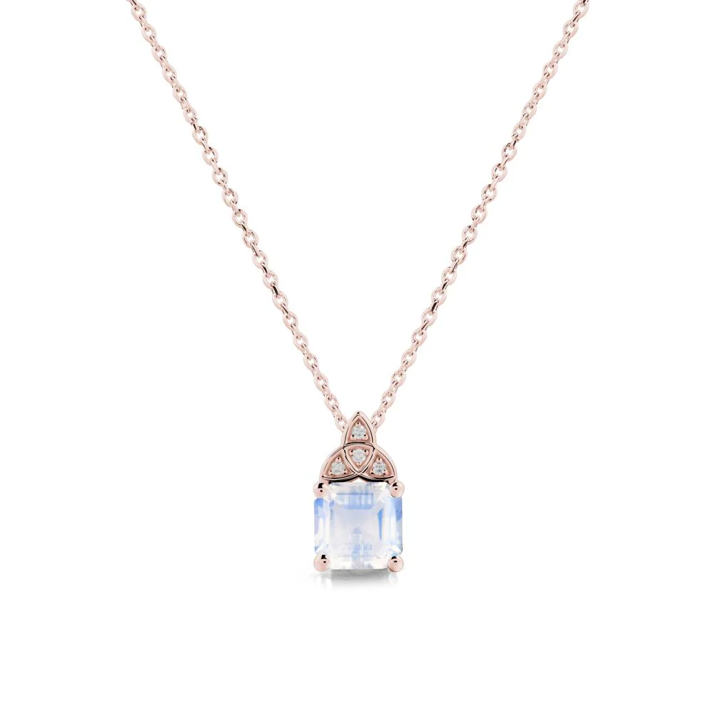 Asscher Cut Moonstone Necklace with Celtic Knot - Image 4