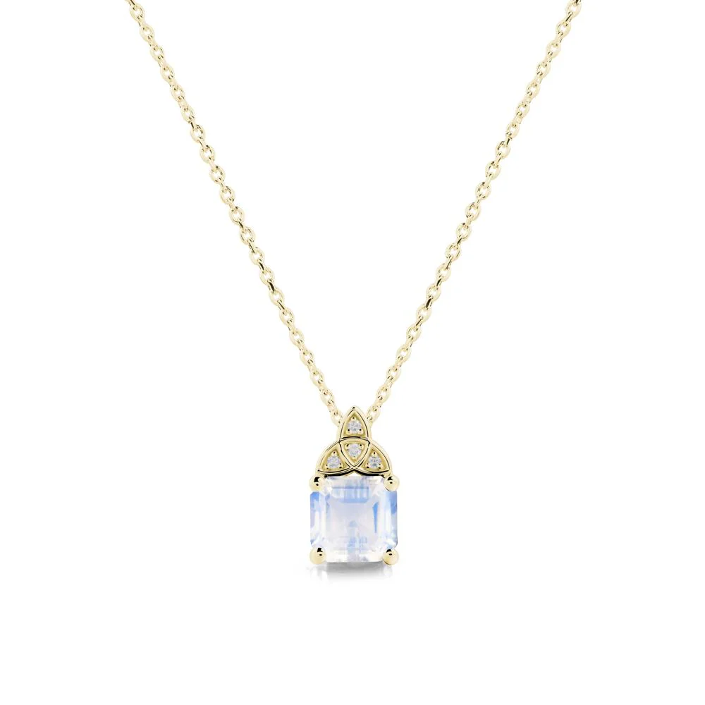 Asscher Cut Moonstone Necklace with Celtic Knot - Image 6