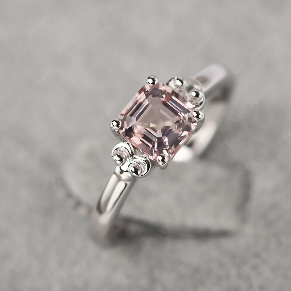 Asscher Cut Morganite Solitaire Ring - Image 2